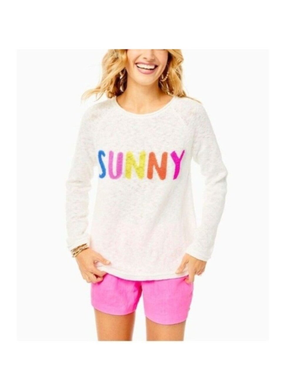 Lilly Pulitzer Sz M Lightweight Pullover Sweater Set of 2 Danette Sunny Paradise - Picture 2 of 13